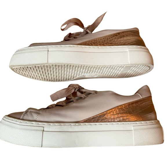 AGL Leather Platform Sneakers Blush Pink Casual Attilio Giusti Leombruni Sz 40.5 - Picture 15 of 16